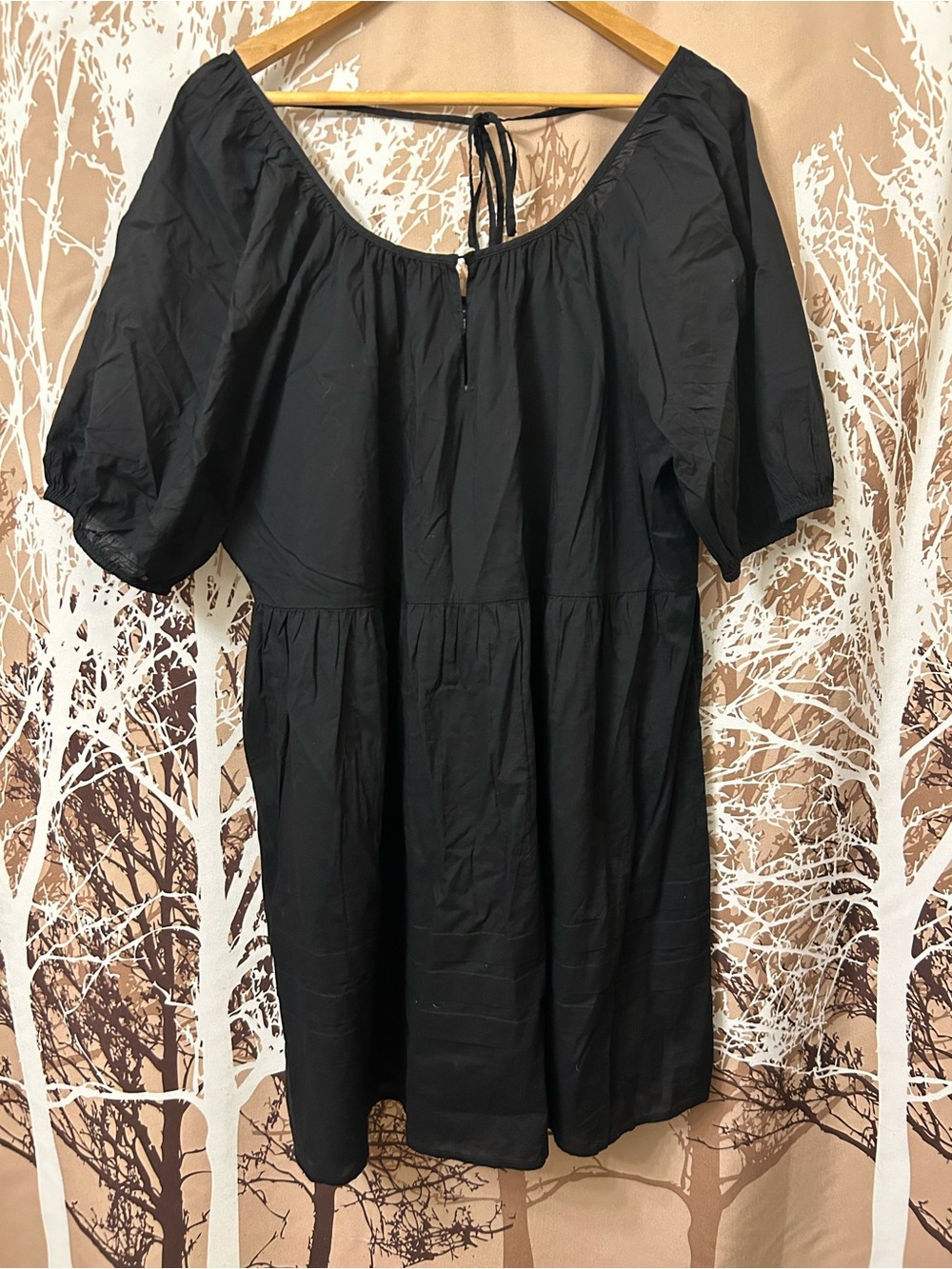 GAP NWT Black Women's Cotton Puff Sleeve Baby Doll Dress - XL